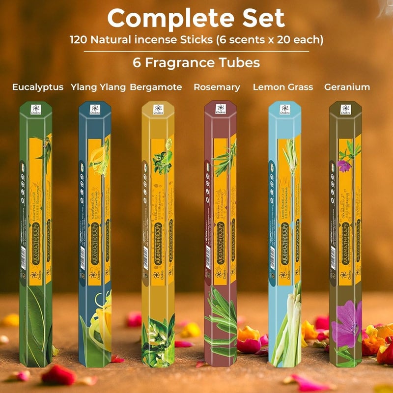 Chakra Aromatherapy Incense Gift Pack â€“ 120 Natural Sticks (6 Boxes) â€“ Relaxing, Stress Relief, Meditation, Refreshing, Sensuality & Energising Scents â€“ Eucalyptus, Geranium & More - Image 4